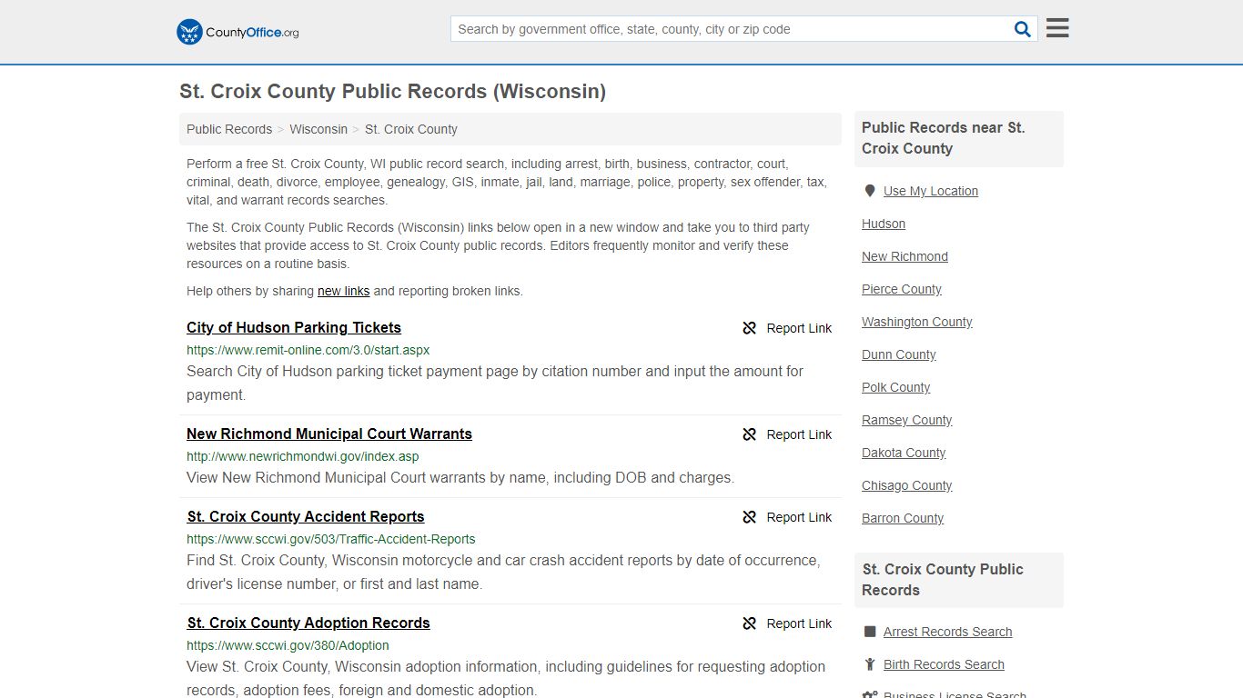 Public Records - St. Croix County, WI (Business, Criminal ...
